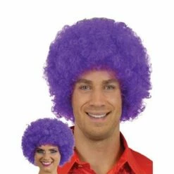 Afro Pruik Mini Paars