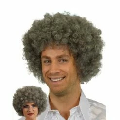 Afro Pruik Mini Grijs