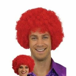 Afro Pruik Mini Rood