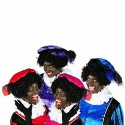 Zwarte Piet Baret Velours Met Struisveer