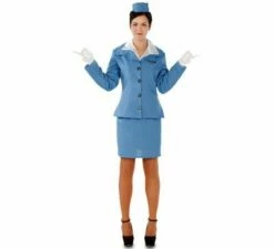Stewardess Kostuum - Blauw