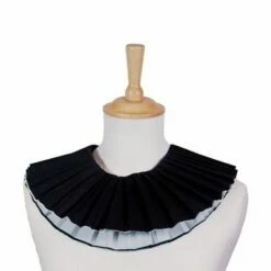 Pieten Kraag Crepe Zwart/wit 3laags