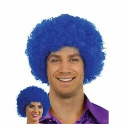Afro Pruik Mini Blauw