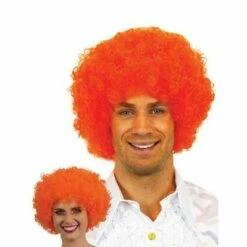 Afro Pruik Mini Oranje