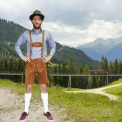 Lederhosen Leer - Licht Bruin - KORT -PartyPaleis Winkel 3506059610 Lederhosen Lichtbruin leder