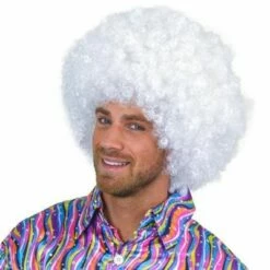 Witte Afro Pruik