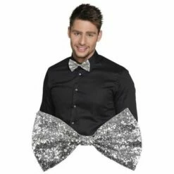 Vlinderstrik Glitter Zilver