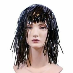 Lametta Pruik Deluxe Zwart