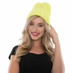 Gebreide Muts Fluor Geel