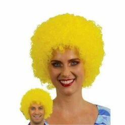 Afro Pruik Mini Geel