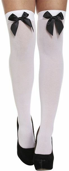 Kniekousen Wit Met Zwarte Strik
