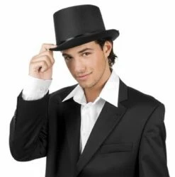 St. Hoed Satijn Gala Hoge Hoed Zwart